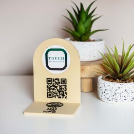 QR-kódos asztali tábla Bézs - Fekete