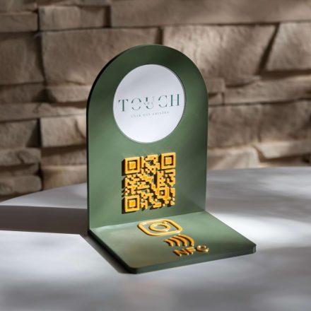 QR-kódos asztali tábla Olíva zöld - Arany